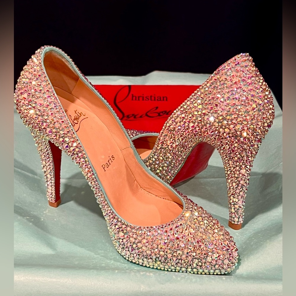 Christian Louboutin Pink Crystal Embellished Pumps